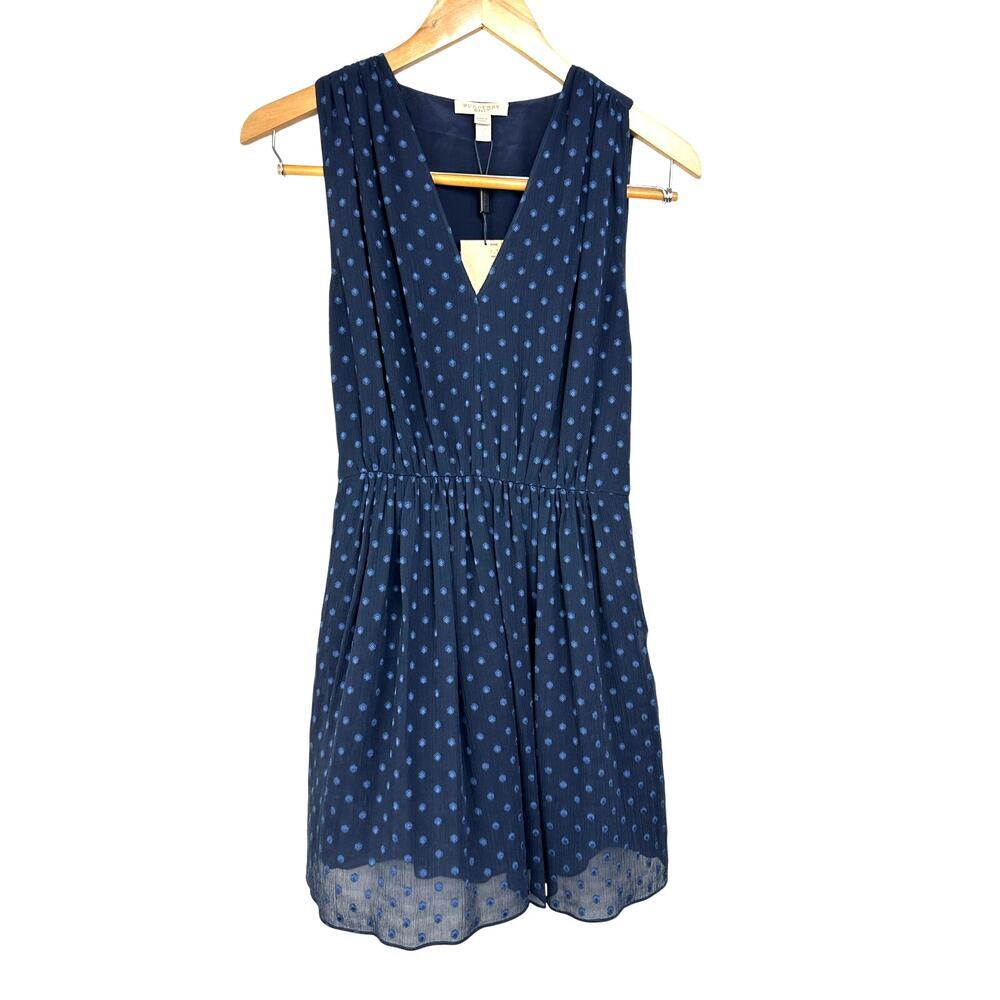 Burberry Brit Dot Pattern Silk Mini Dress Size 2 NWT - Picture 2 of 11
